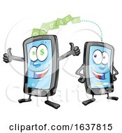 Poster, Art Print Of Cartoon Smart Phone Mascots Transferring Money