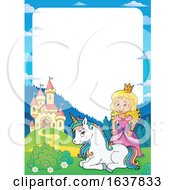 Poster, Art Print Of Princess Castle And Unicorn Border