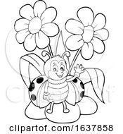 Poster, Art Print Of Black And White Ladybug And Flowers