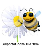 3d Bee And Flower On A White Background
