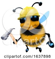 3d Funny Cartoon Honey Bee Construction Worker Character Holding A Hammer On A White Background by Steve Young #COLLC1637898-0194