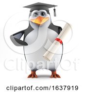 3d Penguin Graduates On A White Background by Steve Young