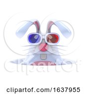 3d White Rabbit In A Hole On A White Background