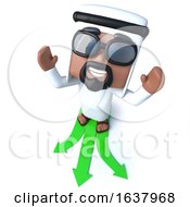 3d Funny Cartoon Arab Sheik Character Choosing Which Path To Follow On A White Background