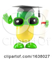 3d Pill Graduates On A White Background