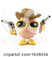 3d Cowboy Egg On A White Background