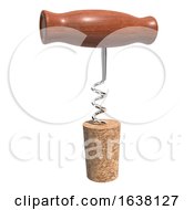 3d Corkscrew And Cork On A White Background