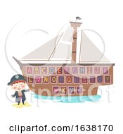 Poster, Art Print Of Kid Boy Hook Pirate Ship Alphabet Illustration