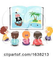 Poster, Art Print Of Kids Open Book Pirate Story Illustration