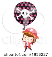 Kid Girl Pirate Balloon Illustration