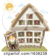 Poster, Art Print Of Kid Boy Peasant House Numbers Illustration