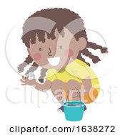 Poster, Art Print Of Kid Girl Black Picking Cool Rocks Illustration