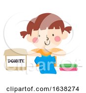 Poster, Art Print Of Kid Girl Donate Clothes Box Fold Illustration