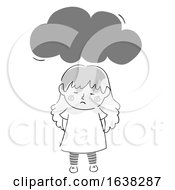 Kid Girl Doodle Dark Cloud Illustration