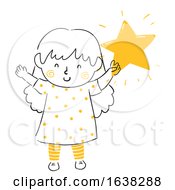Poster, Art Print Of Kid Girl Doodle Hold Shining Star Illustration