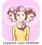 Poster, Art Print Of Girl Personality Changes Illustration