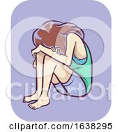 Poster, Art Print Of Girl Symptom Depressed Sitting Down Illustration