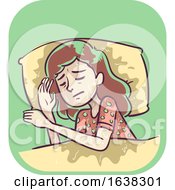 Girl Symptom Soaking Night Sweats Illustration