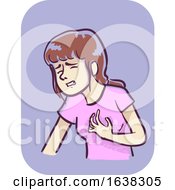Girl Symptom Chest Pain Illustration