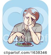 Poster, Art Print Of Man Food Loss Appetite Illustration