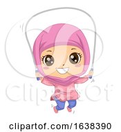 Kid Girl Muslim Jumping Rope Illustration
