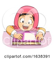 Kid Girl Muslim Lean Table Book Illustration
