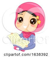 Kid Girl Muslim Read Book Illustration