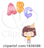 Poster, Art Print Of Kid Girl Mylar Balloon Illustration