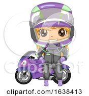 Kid Girl Sports Motor Racing Illustration