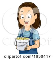 Kid Girl Token Bucket Illustration