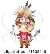 Kid Boy Native American Apache Illustration