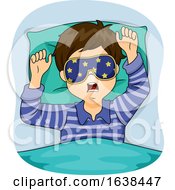 Poster, Art Print Of Kid Boy Sleep Eye Mask Illustration