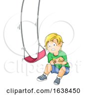 Poster, Art Print Of Kid Boy Swing Accident Illustration