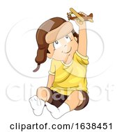 Poster, Art Print Of Kid Boy Toddler Aviator Play Plane Illustration