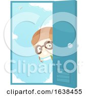 Poster, Art Print Of Kid Boy Aviator Door Illustration