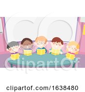 Poster, Art Print Of Kids Choral Reading Classroom Table Illustration