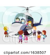 Poster, Art Print Of Stickman Kids Helicopter Illustration