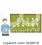 Poster, Art Print Of Man Teacher Blackboard Numbers Illustration
