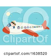 Poster, Art Print Of Airplane Pilot Windows Numbers Illustration