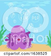 Poster, Art Print Of Octopus Ocean Bubbles Alphabet Illustration