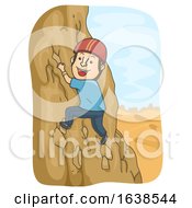 Poster, Art Print Of Man Desert Adventure Rock Climbing Illustration