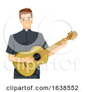 Man Priest Guitar Illustration