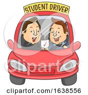 Poster, Art Print Of Man Student Driver Instructor Pass Illustration