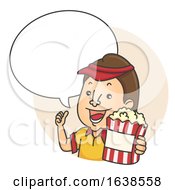 Poster, Art Print Of Man Popcorn Speech Bubble Illustration
