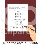 Hand Write Birthday Numerology Illustration