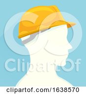 Poster, Art Print Of Man Profile Construction Worker Illustration