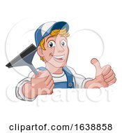 Poster, Art Print Of Cartoon Window Cleaning Squeegee Car Wash Cleaner