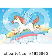 Poster, Art Print Of Unicorn Flying Against A Rainbow