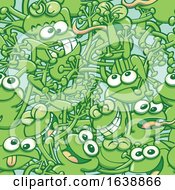 Poster, Art Print Of Pattern Of Green Tangled Frogs