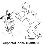 Cartoon Man Tossing A Treat To A Dog